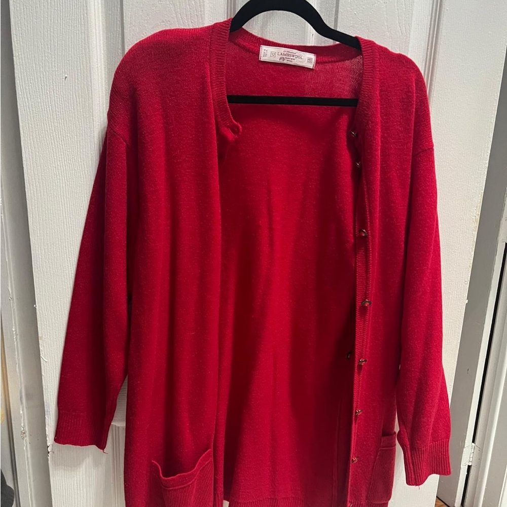Red Women's Cardigan Sweater